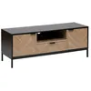 Image de Five Simply Smart - Meuble TV 2 portes et 1 tiroir en bois et métal CHEVRONS - Beige et noir - Chevrons