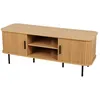 Image de Urban Living - Meuble TV 2 portes coulissantes effet tasseau BONNIE - Beige - Bonnie