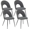 Image de Toilinux - Lot de 4 chaises pieds métal assise tissu RAVEN - Gris - Raven