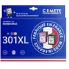 Image de COMETE - 301 XL - 2 Cartouches MADE IN FRANCE compatibles HP 301XL - Noir et Couleur