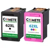 Image de COMETE - 62XL - 2 Cartouches d'encre Compatibles avec HP 62 ou 62XL - sans Niveau d'encre - Marque française