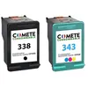 Image de COMETE - 338 343 - 2 Cartouches d'encre Compatibles HP 338/343 - Marque française