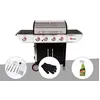 Image de Barbecue à gaz avec chariot Manhattan 450GPI + plancha + Malette de 8 accessoires inox + Gant de protection + Dégraissant pour barbecue