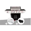 Image de Barbecue à gaz avec chariot Manhattan 450GPI + plancha + Malette de 8 accessoires inox + Gant de protection