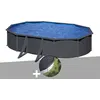 Image de Kit piscine acier gris anthracite Gré Louko ovale 5,27 x 3,27 x 1,22 m + Bâche d'hivernage