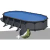 Image de Kit piscine acier gris anthracite Gré Juni ovale 7,44 x 3,99 x 1,32 m + Bâche d'hivernage