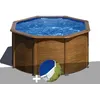 Image de Kit piscine acier aspect bois Gré Pacific ronde 2,60 x 1,22 m + Bâche à bulles
