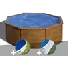 Image de Kit piscine acier aspect bois Gré Pacific ronde 3,70 x 1,22 m + Bâche à bulles + Tapis de sol