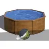 Image de Kit piscine acier aspect bois Gré Pacific ronde 3,70 x 1,22 m + Bâche d'hivernage