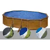 Image de Kit piscine acier aspect bois Gré Pacific ovale 5,27 x 3,27 x 1,22 m + Bâche d'hivernage + Bâche à bulles + Tapis de sol