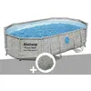 Image de Kit piscine tubulaire ovale Bestway Power Steel SwimVista avec hublots 4,88 x 3,05 x 1,07 m + 10 kg de zéolite