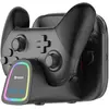Image de Bigben Ricarica 2 Joycon e 1 Controller PRO Switch 2 Big Ben (Switch 2), Manette : accessoires, Rouge, Noir