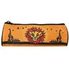 Image de Bagtrotter - Le Roi Lion - Trousse Scolaire Ronde - Orange - 1 Compartiment Zippé - 22x7x7cm - Matière Polyester - Accessoire et Papeterie Scolaire