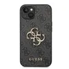 Image de Coque pour iPhone 14 avec Monogramme et Logo 4G en Métal Guess Gris foncé