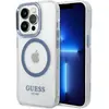 Image de Guess GUHMP14LHTRMB iPhone 14 Pro 6,1" niebieski/bleu étui rigide Metal Outline Magsafe (Apple iPhone 14 Pro), Coque pour téléphone portable, Bleu
