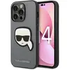 Image de Karl Lagerfeld KLHCP14LSAPKHG iPhone 14 Pro 6,1" srebrny/argent hardcase Saffiano Karl's Head Patch (Apple iPhone 14 Pro), Coque pour téléphone portable, Gris, Argent