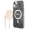 Image de Pack Coque MagSafe Motif 4G pour iPhone 14 Plus et Chargeur sans fil 15W Guess Noir