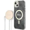 Image de Guess Zestaw GUBPP14MH4EACSK Case+ Charger iPhone 14 Plus 6.7" czarny/black hard case 4G Print MagSa (Apple iPhone 14 Plus, Apple iPhone 15 Plus), Coque pour téléphone portable, Noir