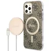 Image de Pack Coque MagSafe Motif 4G pour iPhone 12 / 12 Pro et Chargeur sans fil 15W Guess Marron