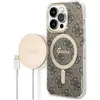 Image de Guess Zestaw GUBPP14LH4EACSW Case+ Charger iPhone 14 Pro 6.1" br zowy/brown hard case 4G Print MagSa (Apple iPhone 14 Pro), Coque pour téléphone portable, Multicolore, Marron