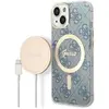 Image de Guess Zestaw GUBPP14MH4EACSB Case+ Charger iPhone 14 Plus 6.7" niebieski/blue hard case 4G Print Mag (Apple iPhone 14 Plus, Apple iPhone 15 Plus), Coque pour téléphone portable, Bleu