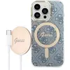 Image de Guess Zestaw GUBPP14LH4EACSB Case+ Charger iPhone 14 Pro 6.1" niebieski/blue hard case 4G Print MagS (Apple iPhone 14 Pro), Coque pour téléphone portable, Multicolore, Bleu