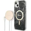 Image de Guess Zestaw GUBPP14MHMEACSK Case+ Charger iPhone 14 Plus 6.7" czarny/noir étui rigide Marble (Apple iPhone 14 Plus, Apple iPhone 15 Plus), Coque pour téléphone portable, Noir