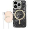 Image de Guess Zestaw GUBPP14XHMEACSK Étui+chargeur iPhone 14 Pro Max 6,7" czarny/black hard case Marble MagS, Chargeur sans fil, Noir