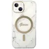 Image de Guess Zestaw GUBPP14MHMEACSH Case+ Charger iPhone 14 Plus 6.7" bia y/white hard case Marble MagSafe (Apple iPhone 14 Plus), Coque pour téléphone portable, Blanc