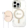 Image de Guess Zestaw GUBPP14LHMEACSH Étui+chargeur iPhone 14 Pro 6,1" bia y/white étui rigide Marble MagSafe (Apple iPhone 14 Pro), Coque pour téléphone portable, Blanc, Multicolore