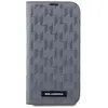 Image de Karl Lagerfeld iPhone 14 Pro Max 6.7 Étui à livres en Monogram Saffiano (Apple iPhone 14 Pro Max), Coque pour téléphone portable, Argent