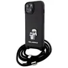 Image de Coque pour iPhone 15 / iPhone 14 / iPhone 13 - Karl Lagerfeld Saffiano Crossbody (KLHCP15SSAKAKCPSK) - Pin Métal Karl&Choupette