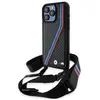Image de BMW BMHCP15L23PSVTK iPhone 15 Pro 6.1" czarny/black hardcase M Edition Carbone Tricolor Lines & Strap (Apple iPhone 15 Pro), Coque pour téléphone portable, Noir