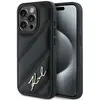 Image de Karl Lagerfeld KLHCP15LPQDSMGK iPhone 15 Pro 6.1" czarny/black hardcase Diagonal Quilted Script (Apple iPhone 15 Pro), Coque pour téléphone portable, Noir