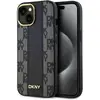 Image de DKNY DKHMP15SPCPVSLK iPhone 15 / 14 / 13 6.1" czarny/black étui rigide en cuir à damier Mono Motif M (Apple iPhone 13, Apple iPhone 14, Apple iPhone 15), Coque pour téléphone portable, Gris