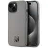 Image de DKNY PU Leather Stack Logo Magsafe Case pour iPhone 15 Gris (Apple iPhone 15), Coque pour téléphone portable, Gris