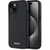 Image de DKNY PU Leather Silver Metal Logo Magsafe Case for iPhone 15 Black (Apple iPhone 15), Coque pour téléphone portable, Noir