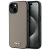 Image de DKNY - Housse en cuir grainé PU Metal Logo MagSafe (DKHMP15SPGHLME) - iPhone 15 - Beige (Apple iPhone 15), Coque pour téléphone portable, Beige
