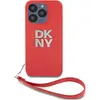 Image de DKNY PU Leather Stack Logo Wrist Strap Case for iPhone 15 Pro Max Red (Apple iPhone 15 Pro Max), Coque pour téléphone portable, Rouge