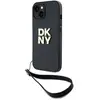 Image de DKNY DKHCP14SPBSWSK iPhone 14 / 15 / 13 6.1" czarny/black hardcase Wrist Strap Stock Logo (Apple iPhone 14), Coque pour téléphone portable, Noir