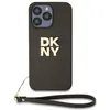 Image de DKNY PU Leather Stack Logo Wrist Strap Case for iPhone 14 Pro Max Brown (Apple iPhone 14 Pro Max), Coque pour téléphone portable, Marron