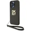 Image de DKNY PU Leather Stack Logo Wrist Strap Case for iPhone 15 Pro Max Brown (Apple iPhone 15 Pro Max), Coque pour téléphone portable, Marron
