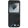 Image de Coque Samsung pour Galaxy Z Flip 6 Modèle Tricolor Stripe au Motif Carbone BMW Carbone