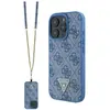 Image de Guess GUHCP16LP4TDSCPB iPhone 16 Pro 6.3" niebieski/bleu étui rigide en cuir avec logo en strass Crossbod (Apple iPhone 16 Pro), Coque pour téléphone portable, Bleu