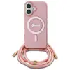 Image de Guess GUHMP16SHCTSGNSP iPhone 16 6.1" ró owy/pink hardcase Cord Cord Script MagSafe, Bandoulière pour smartphone, Pink