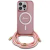 Image de Guess GUHMP16LHCTSGNSP iPhone 16 Pro 6.3" ró owy/pink hardcase Crossbody Cord Script MagSafe (Apple iPhone 16 Pro), Coque pour téléphone portable, Rose, Pink
