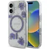 Image de Guess Case Resin Flowers Glitter MagSafe for iPhone 16 purple (Apple iPhone 16), Coque pour téléphone portable, Violet