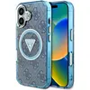 Image de Guess Case IML Metal Glitter 4G Circle Triangle MagSafe for iPhone 16 blue (Apple iPhone 16), Coque pour téléphone portable, Bleu