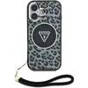 Image de Guess HC IML Leopard Triangle Cord (Apple iPhone 16), Coque pour téléphone portable, Multicolore, Noir