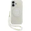 Image de Guess Case Magsafe IML Case Flowers Electroplated Allover With Beads Strap For iPhone 17 White (Apple iPhone 17), Coque pour téléphone portable, Blanc